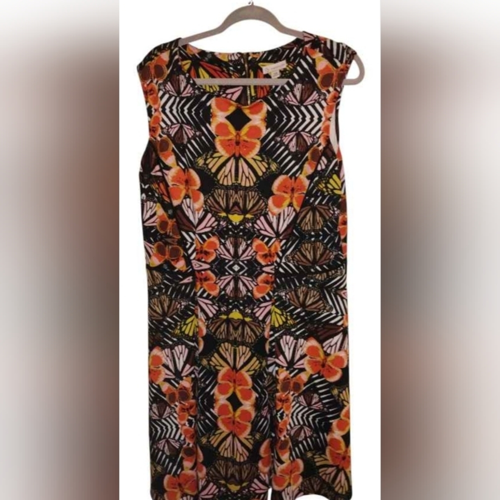 CB Established 1962 Women's 14W Multi-Color Butterfly Print Fit Flare Dress